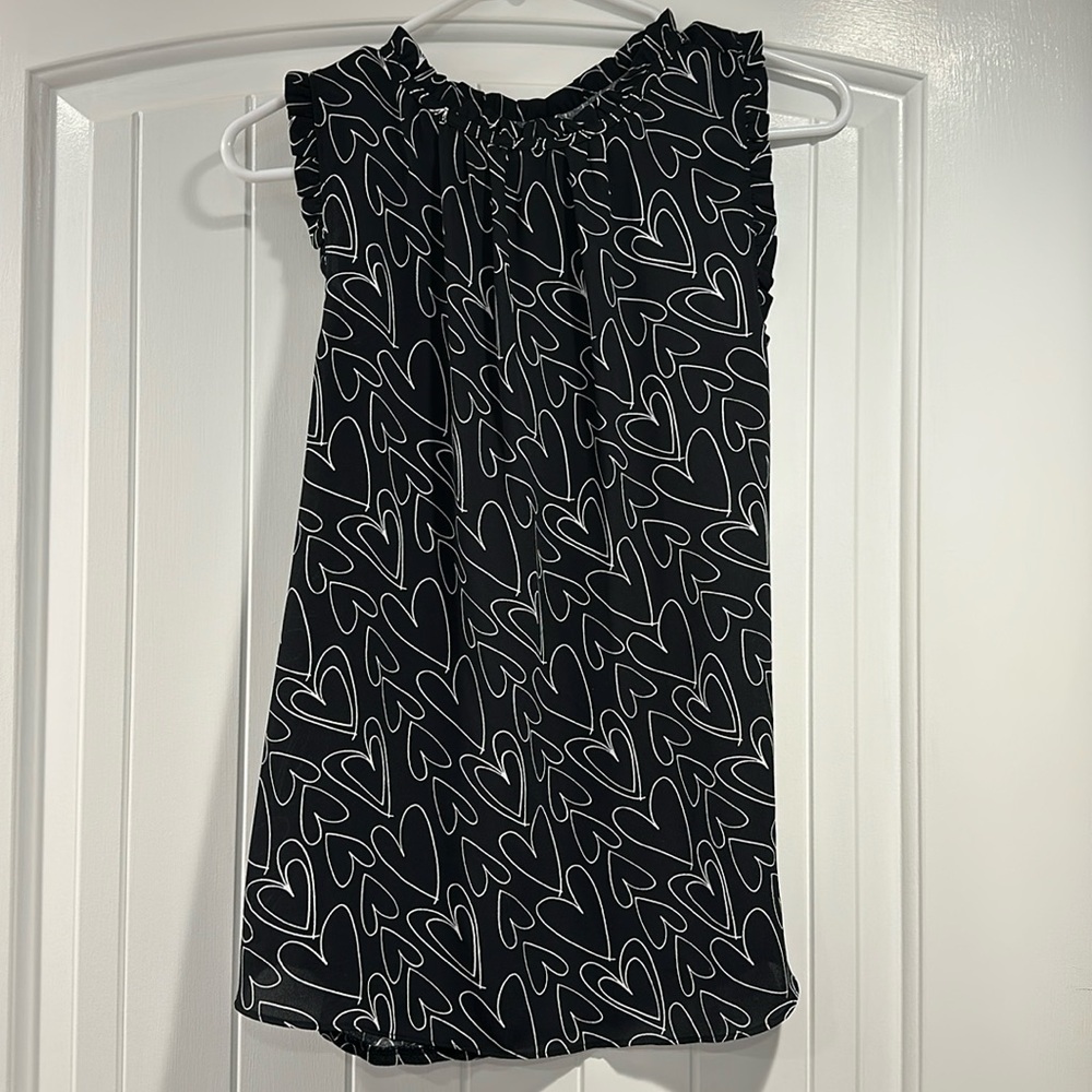Loft Black and White Heart Blouse